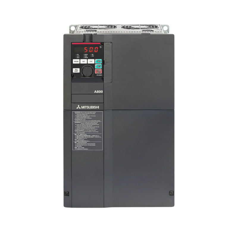 Inversor Mitsubishi FR-A840-00038-2-60 para motores trifásicos com controle vetorial e função de segurança STO.