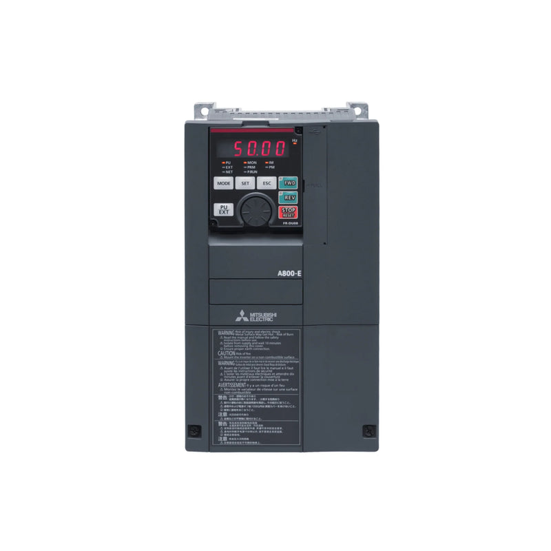 Inversor Mitsubishi FR-A840-00083-2-60 de 0,75 kW e 230 V para controle de motores trifásicos em automação industrial.