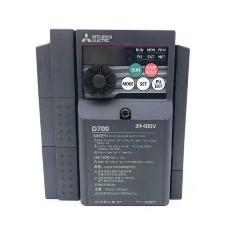 Inversor Mitsubishi FR-D740-0.75K-CHT, 0,75kW, 380–480V AC, compacto para controle de motores, Série FR-D700.
