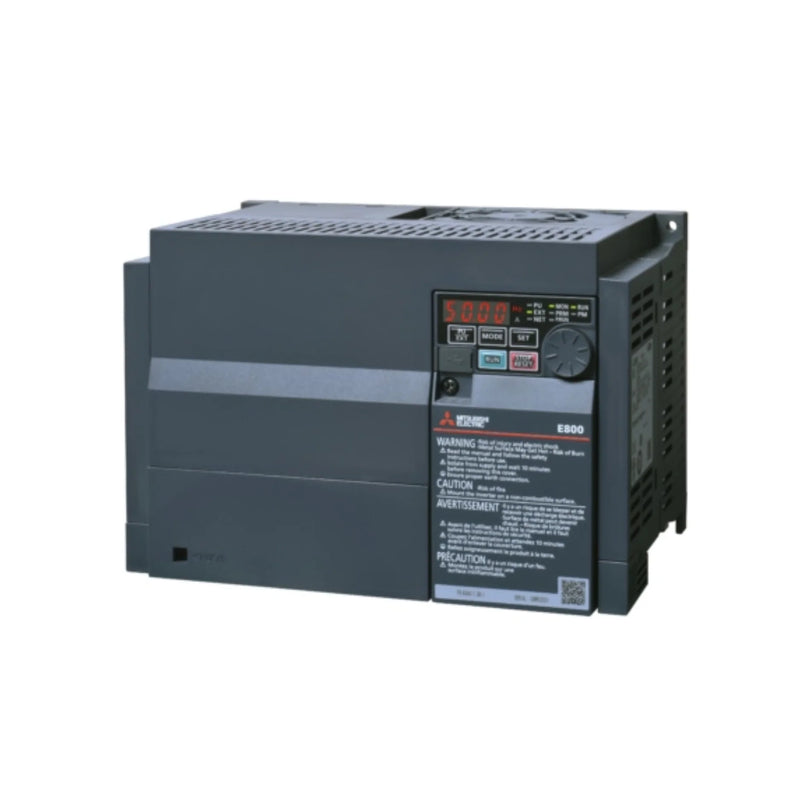 Inversor Mitsubishi FR-E840-0170-4-60, 17,0kW, trifásico 380–480V, IP20, compacto da série FR-E800 para controle industrial.