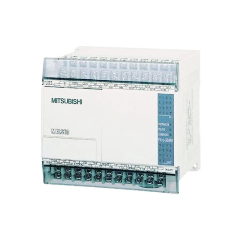Controlador PLC Mitsubishi FX1S-30MR-001, 30 I/O, 100–240V AC, saídas de relé compacto