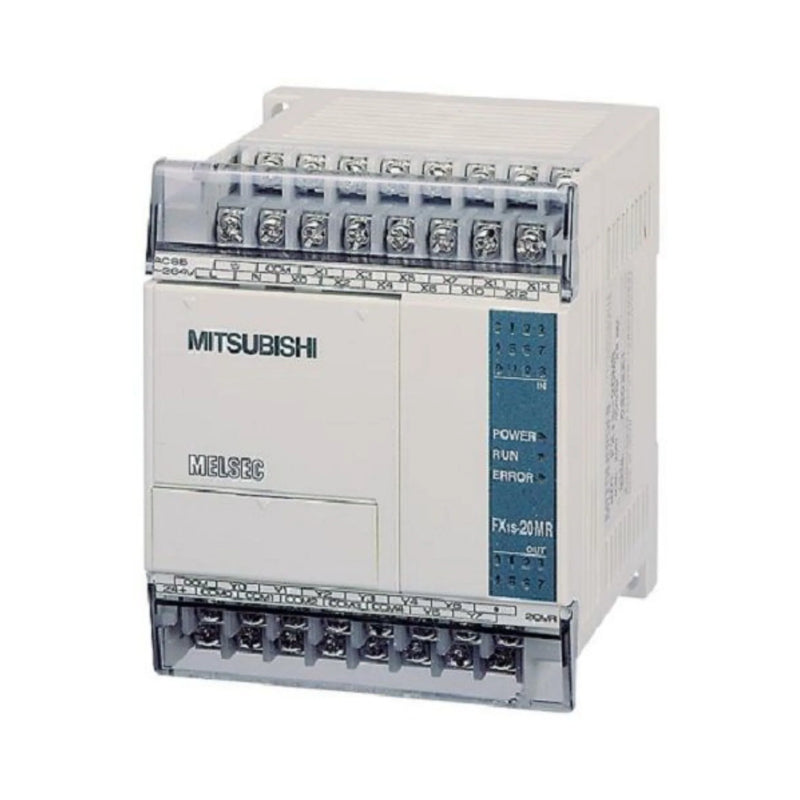 PLC Mitsubishi FX1S‑20MR‑ES/UL com 20 E/S, entradas digitais, saídas de relé, tensão 24–240 V AC/DC, certificado UL