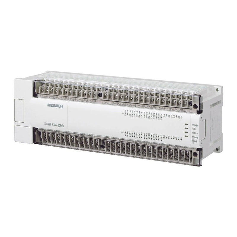 CLP Mitsubishi FX2N-80MR-ES/UL, 80 E/S, 100–240 VAC, saídas a relé para controle industrial expansível