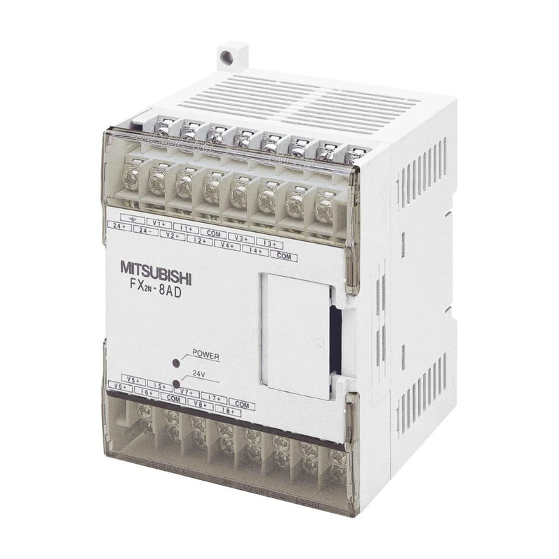 Módulo de entrada analógica Mitsubishi FX2N-8AD, 8 canais, 12 bits, entrada de tensão e corrente, para FX2N PLC.