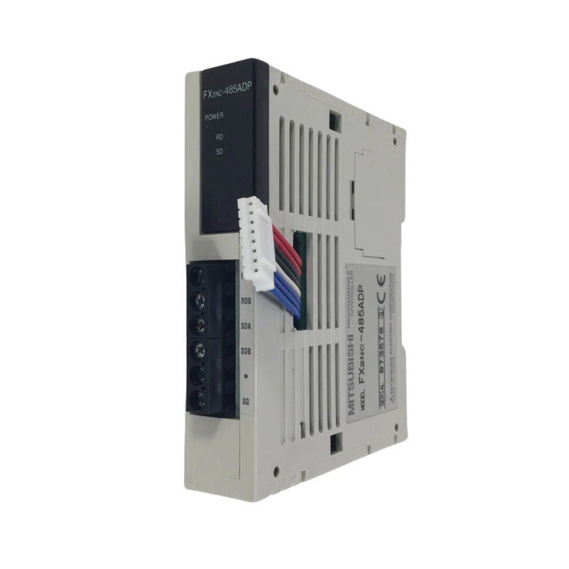 Adaptador RS-485 Mitsubishi FX2NC-485ADP para PLCs FX2NC com suporte MODBUS RTU e comunicação com vários dispositivos.