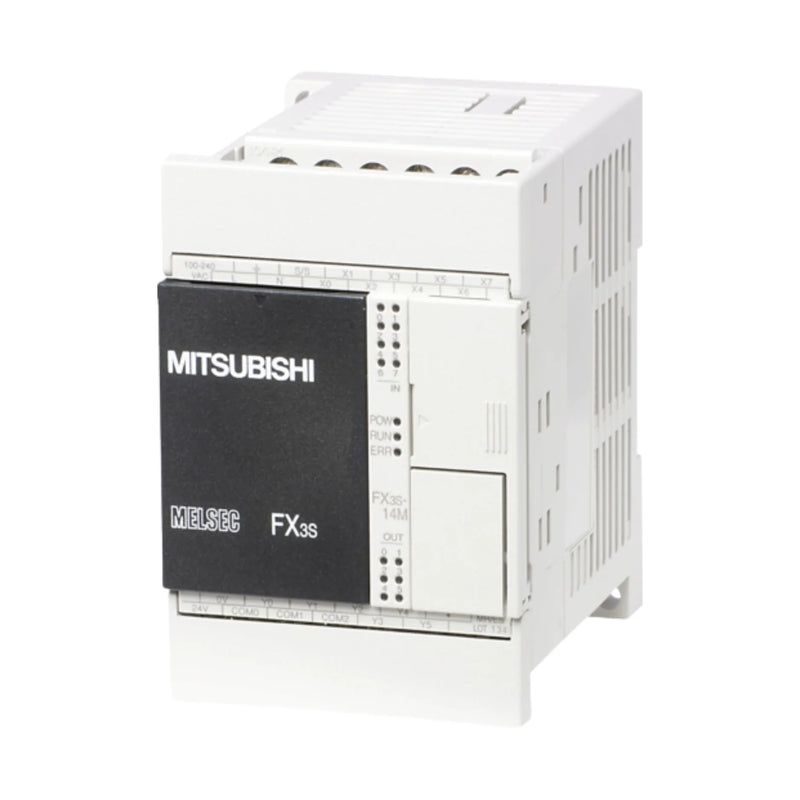 Controlador Mitsubishi FX3S-14MR/ES, 14 I/O, saída a relé, 100–240 V AC, série FX3S