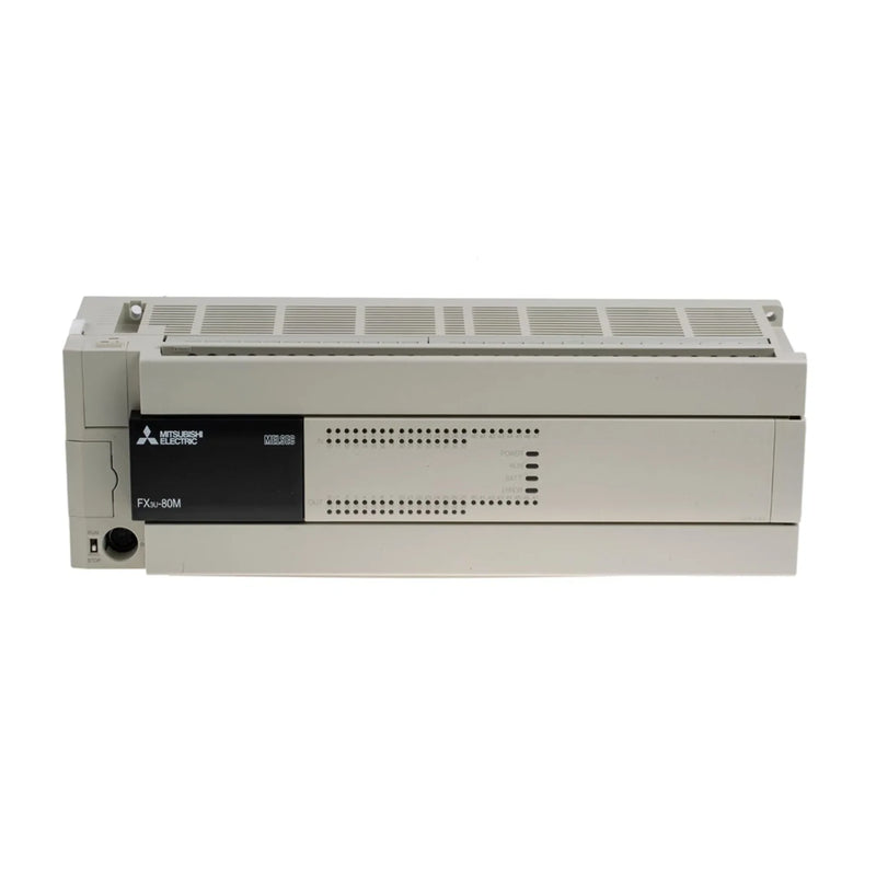 Mitsubishi FX3U-80MR/ES PLC, 80 E/S (48 entradas/32 saídas de relé), 100–240 V AC, controlador da série FX3U.