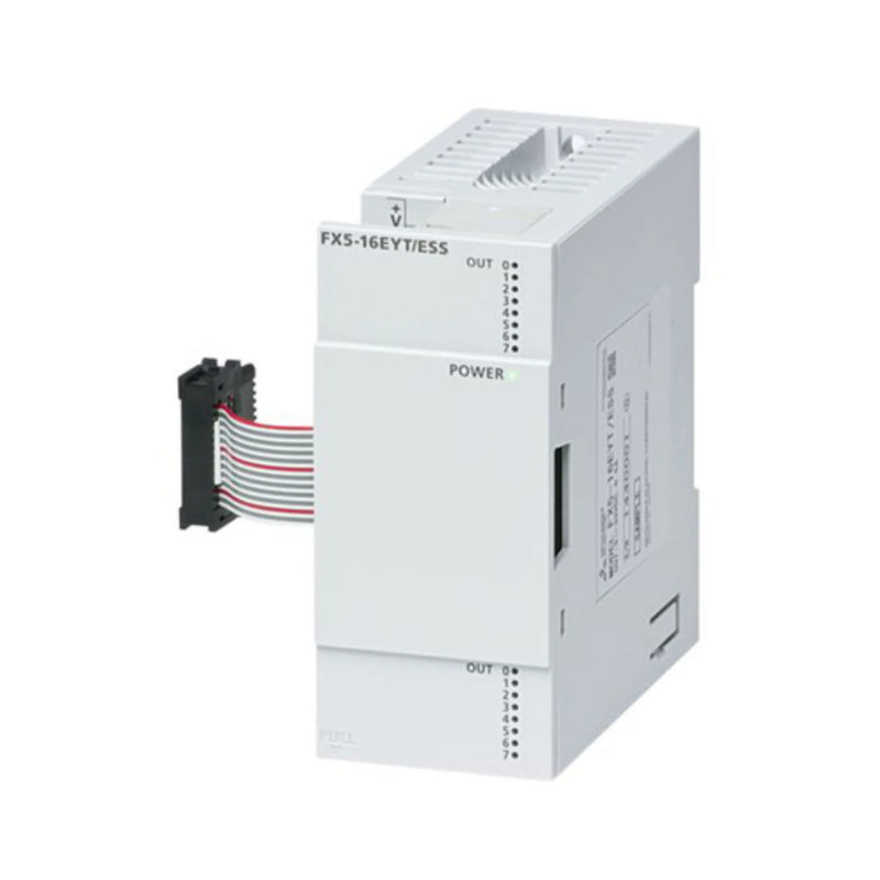 Módulo de saída Mitsubishi FX5-16EYT/ESS, 16 pontos, 24V DC, tipo sink, terminal mola, para PLC FX5U/FX5UC