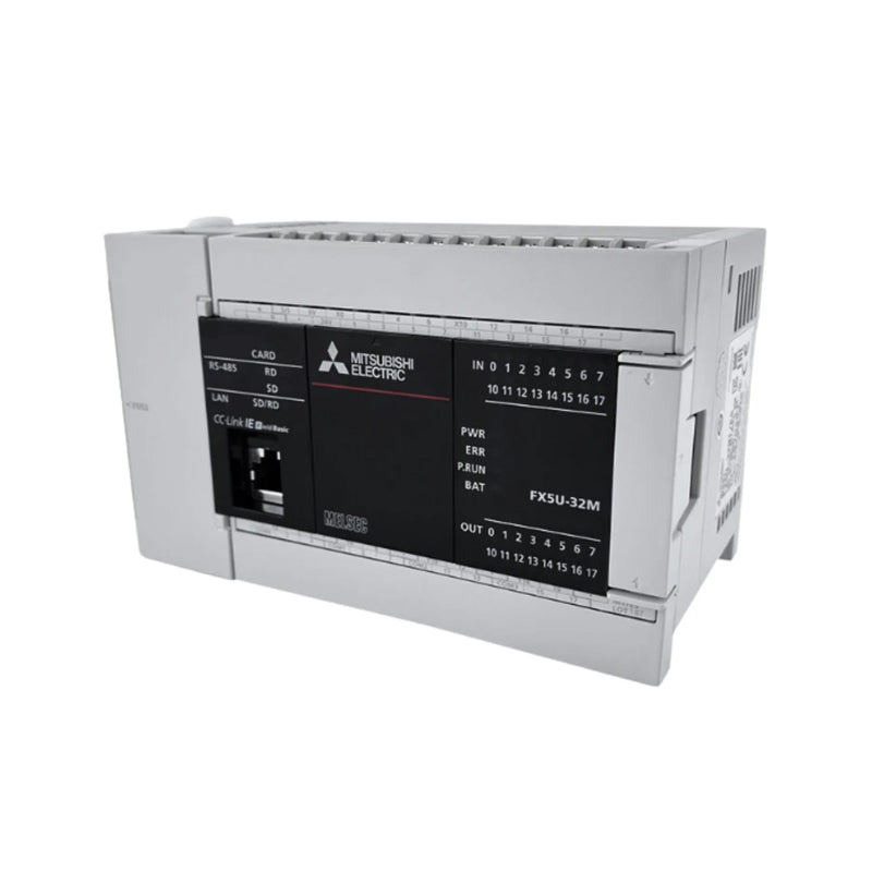PLC Mitsubishi FX5U-32MT-DS, 32 I/O, 24V DC, saídas transistorizadas, CPU compacta série FX5U