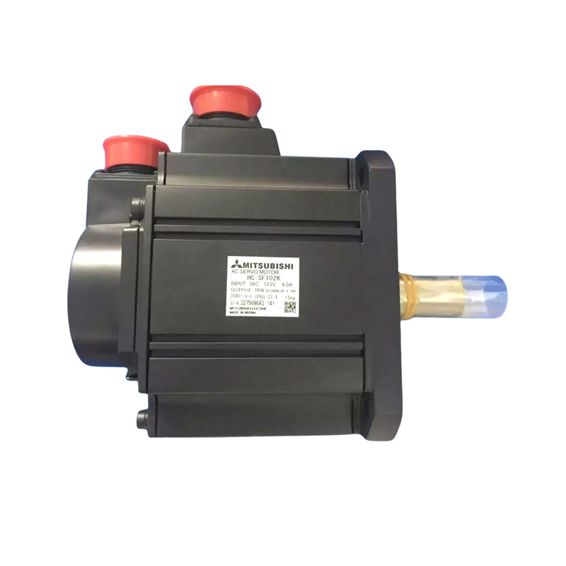 Motor servo Mitsubishi HC-SF102K, 1kW, 3000 RPM, eixo com chaveta, trifásico, montagem em flange