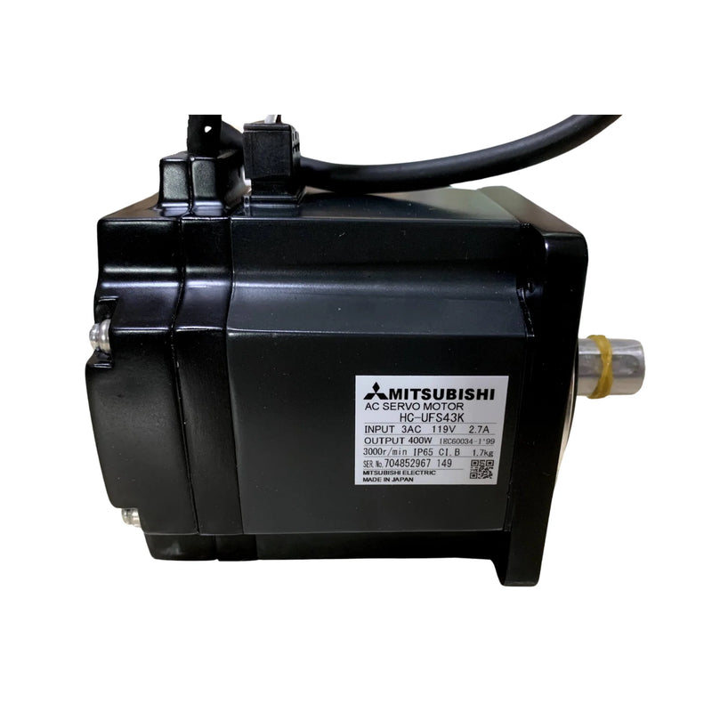 Motor servo Mitsubishi HC-UFS43K 400W, 3000 RPM, AC ultra-compacto para controle de movimento industrial preciso