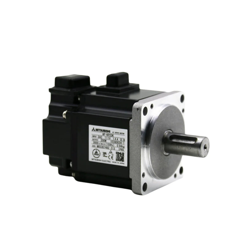 Servo motor Mitsubishi HF-KP23K, 200W, 3000 RPM, baixa inércia, eixo c/ chaveta, proteção IP65, compatível c/ MR-J3 e MR-J4