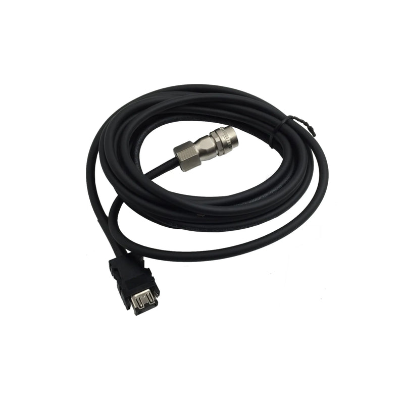 Cabo encoder Mitsubishi MR-J3ENSCBL5M-L, 5 metros, blindado, conector reto, design de baixo ruído para servos MR-J3.