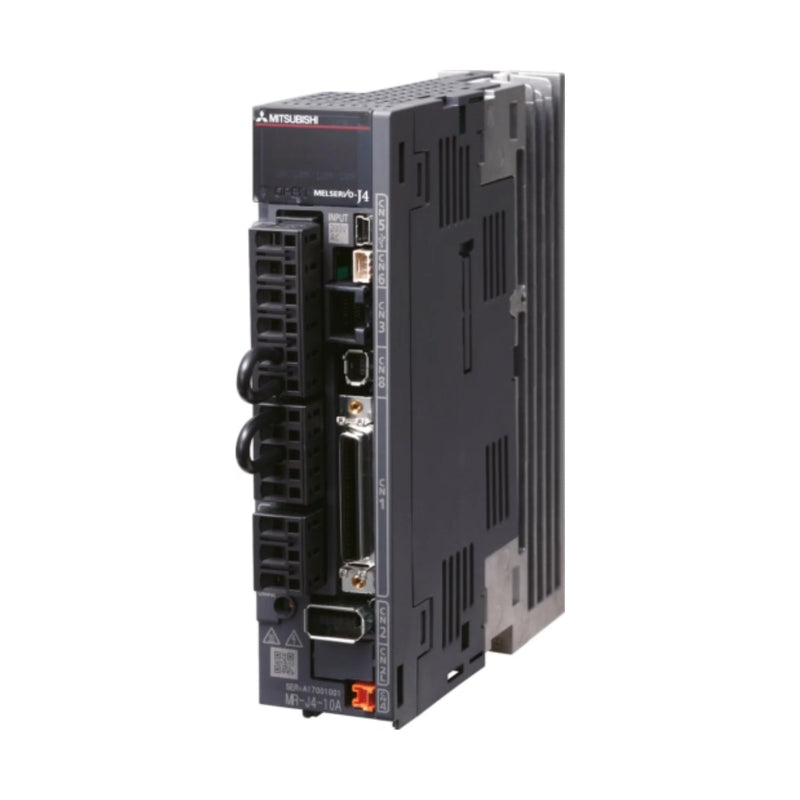 Amplificador de servo Mitsubishi MR-J4-40A, 400W, 200-240V AC, interface geral com STO integrado para controle preciso.