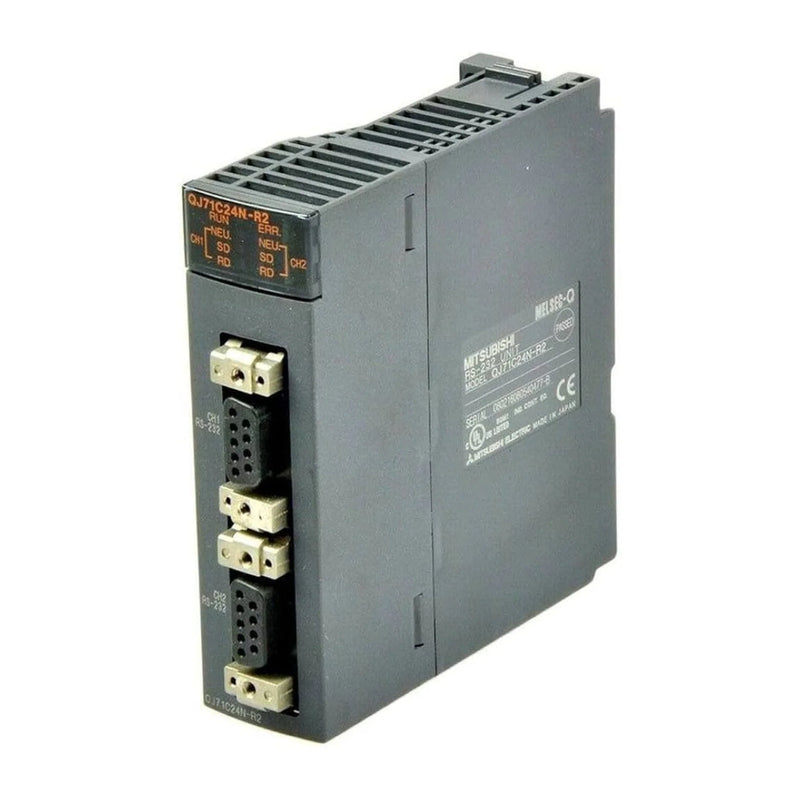 Módulo de comunicação serial Mitsubishi QJ71C24N-R2, 2 canais, RS-232/RS-422/RS-485, para PLC Série Q.