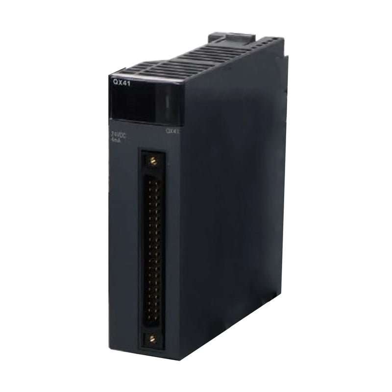 Módulo de entrada digital Mitsubishi QX41, 32 pontos, 24V DC, Série Q, resposta rápida e indicadores LED.