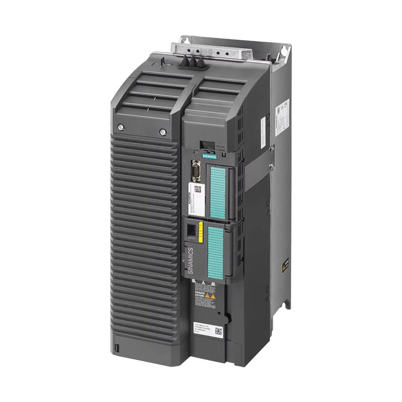 Inversor Siemens 6SL3210-1KE27-0UF1, 37 kW, 400 V, para automação industrial com design compacto.