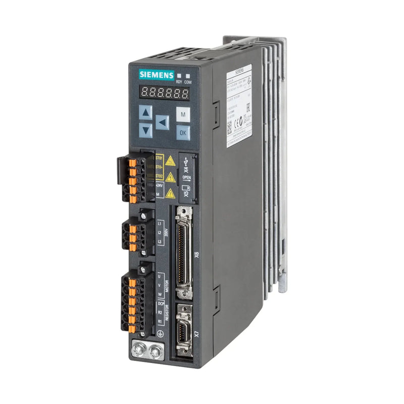 Módulo de potência Siemens 6SL3210-5FB10-1UA2, 400 V, 10 A, para controle preciso de motores industriais.