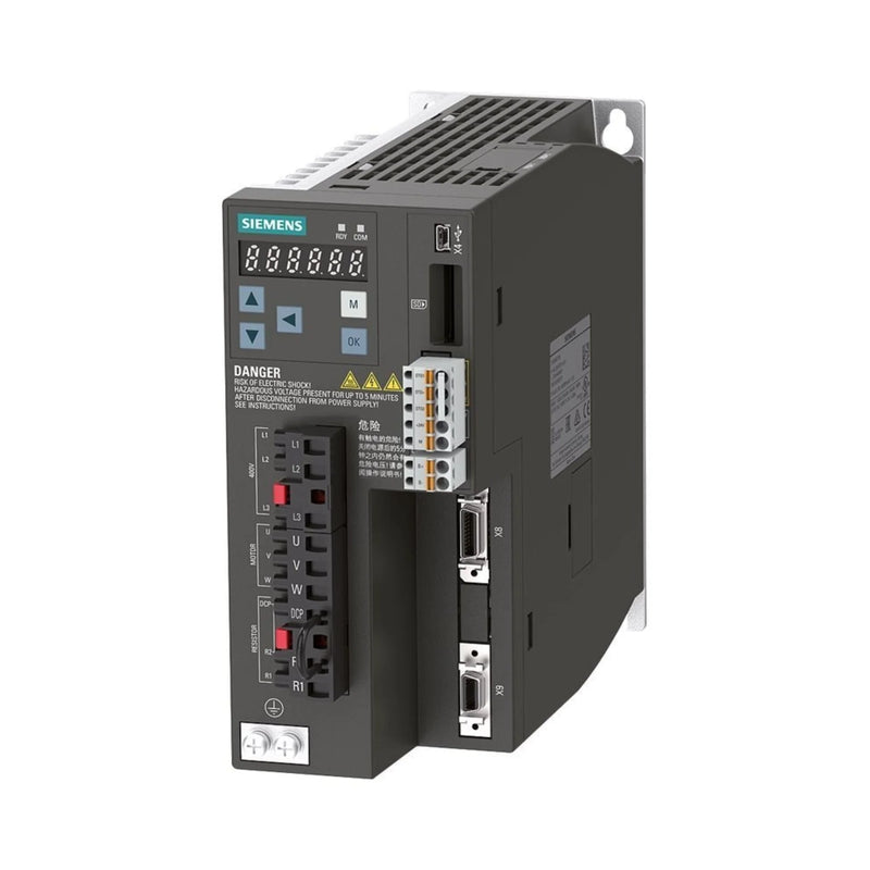 Módulo de potência industrial Siemens SINAMICS S120, 400 V, 12 A, para controle de motor.