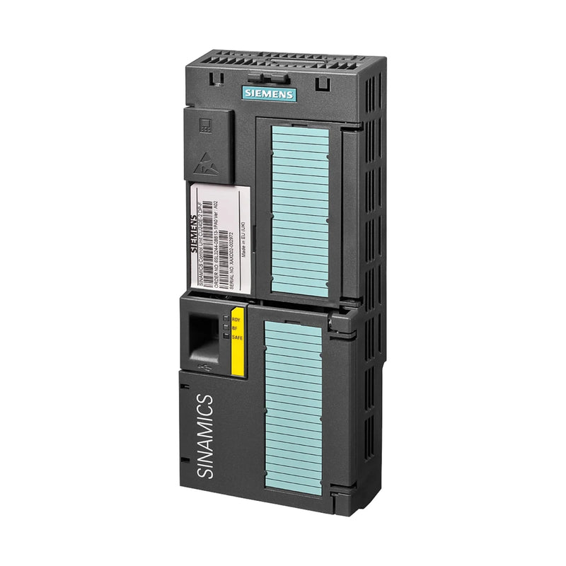 Módulo duplo Siemens 6SL3244-0BB13-1BA1, SINAMICS S120, 2 × 12 A, controle de motor de dois eixos em automação.