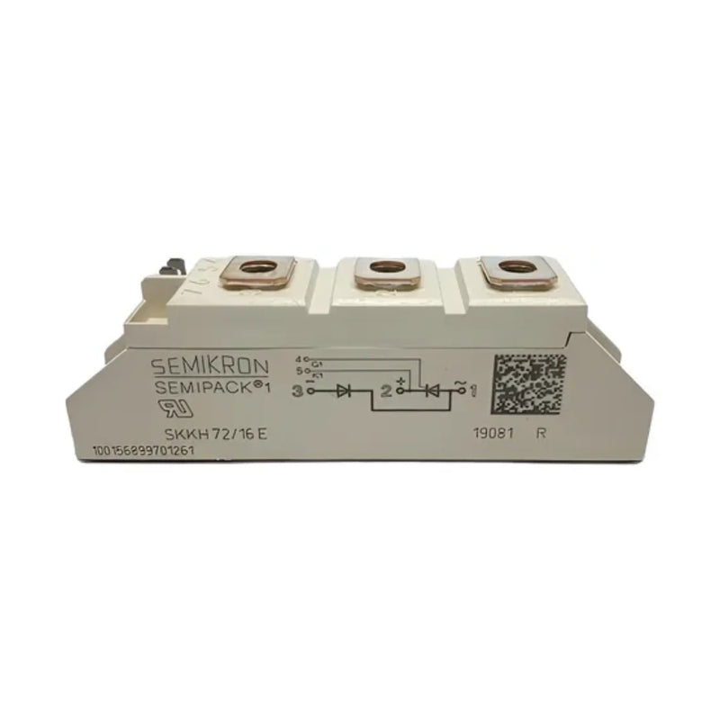 Módulo tiristor Semikron SKKH 72/16E 72A 1600V em encapsulamento SEMIPACK 1 para controle de potência industrial.