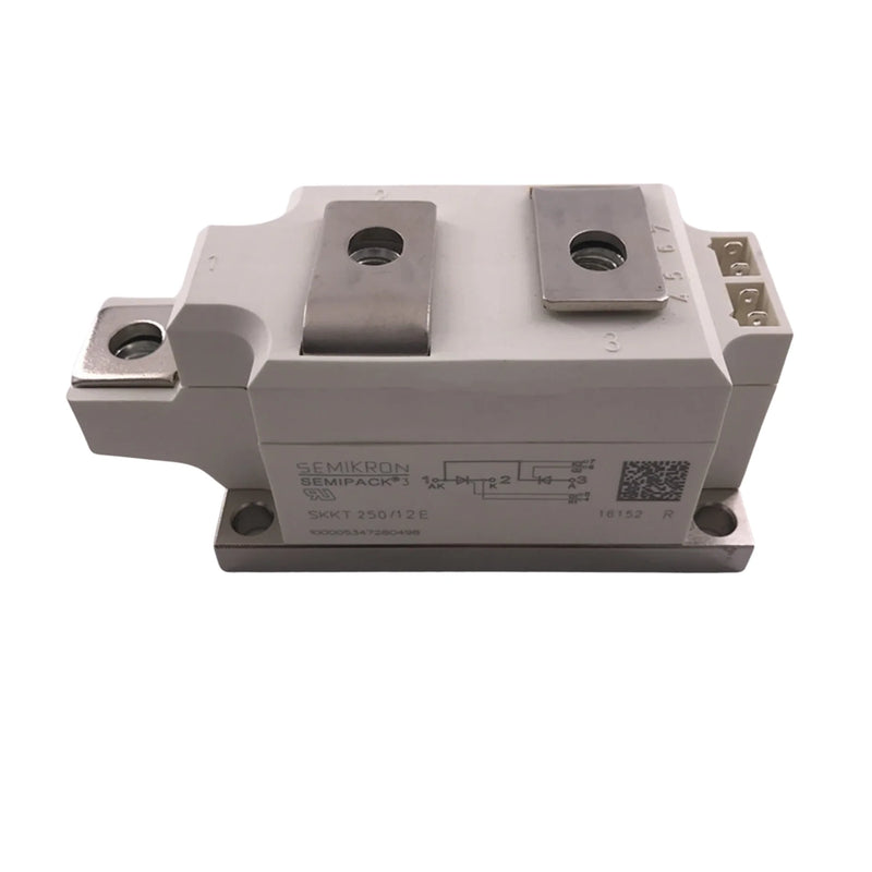 Módulo tiristor/diodo Semikron SKKT 250/12E 250A 1200V em encapsulamento SEMIPACK 3.
