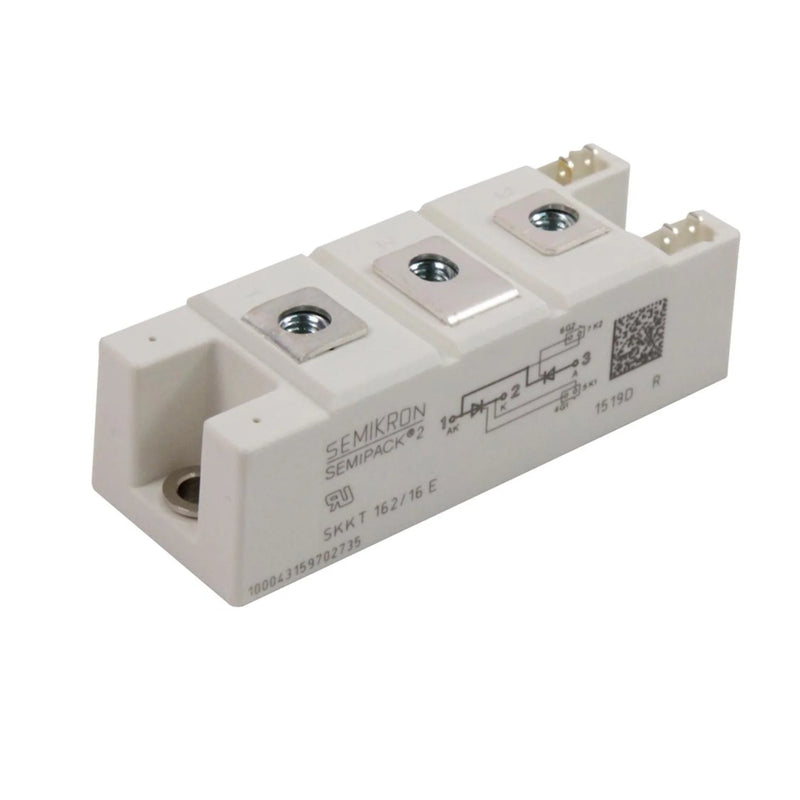 Módulo tiristor e diodo Semikron SKKT162/16E 162A 1600V em encapsulamento SEMIPACK 2 para aplicações industriais.