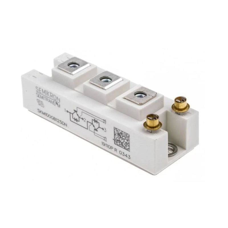 Módulo IGBT Semikron SKM100GB125DN 100A 1250V em encapsulamento SEMIPACK 1 para aplicações industriais.