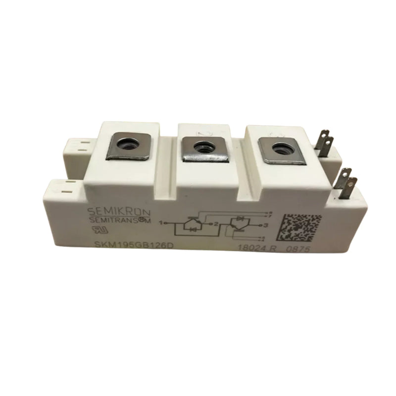 Módulo IGBT Semikron SKM195GB126D 195A 1200V em encapsulamento SEMITRANS 2 para aplicações industriais.