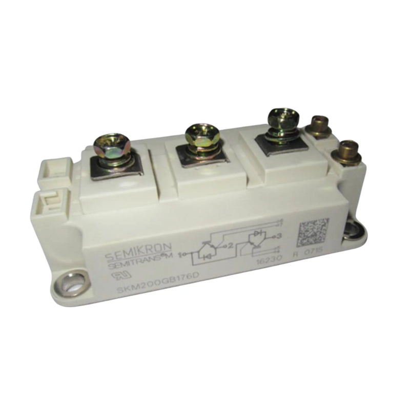 Módulo IGBT Semikron SKM200GB176D 200A 1700V em encapsulamento SEMITRANS 2 para aplicações industriais de alta tensão.
