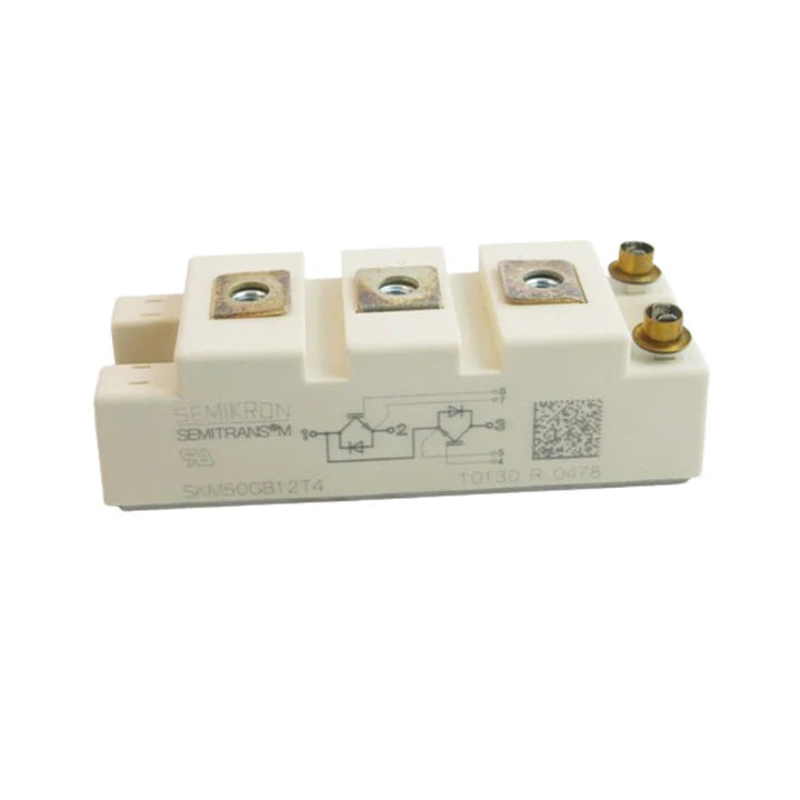 Módulo IGBT Semikron SKM50GB12T4 50A 1200V em encapsulamento SEMITRANS 2 para aplicações industriais.