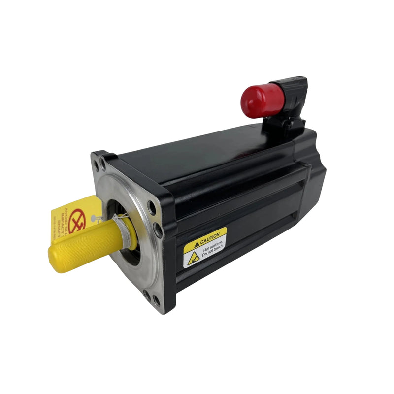 Servomotor pesado com 480 VAC, 2500 RPM, baixa inércia e eixo com chaveta, ideal para controle de movimento preciso.